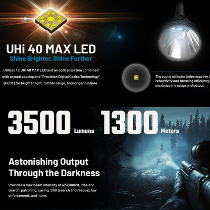 NITECORE MH40 PRO 3500 LUMEN UHI BRIGHT LONG RANGE HUNTING FLASHLIGHT