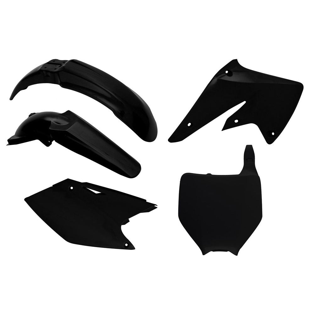 PLASTICS KIT RTECH W FRONT & REAR FENDERS SIDEPANELS&RADIATOR SHROUDS&FRONT NUMBERPLATE KX250F 04-05