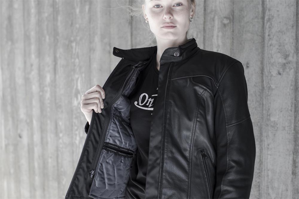 Ladies black leather jacket on sale sale