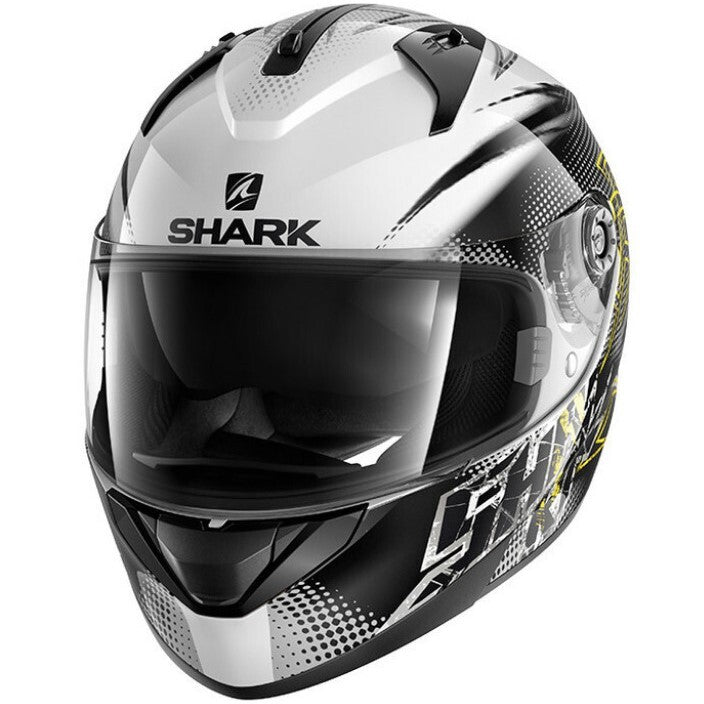 Shark Ridill Finks White/Black/Yellow Road Helmet Sz M