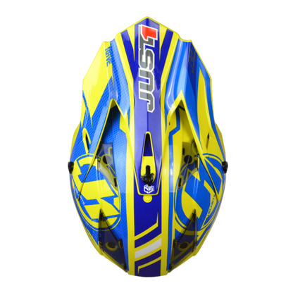 JUST1 J32 Pro Rave Blue/Yellow MX Helmet