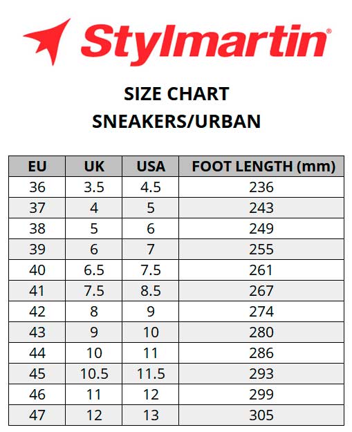 Stylmartin-Sneakers-Size-Chart