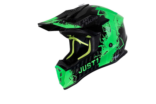 J38 Mask MX Helmet GREEN TITANIUM BLACK