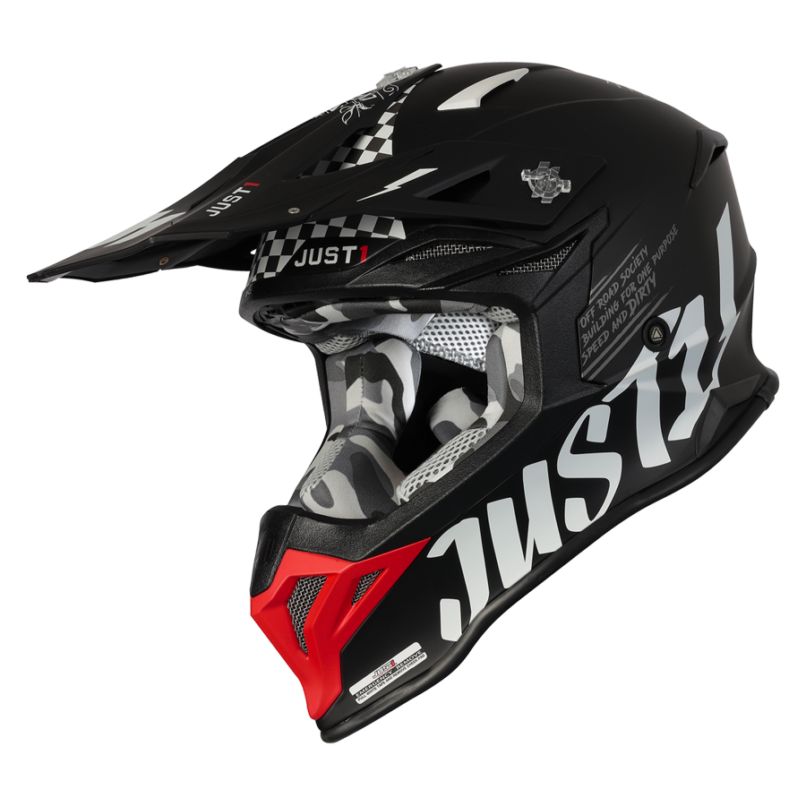 JUST1 J39 Rock Grey Camo Fluro Red/White/Black Matt Helmet